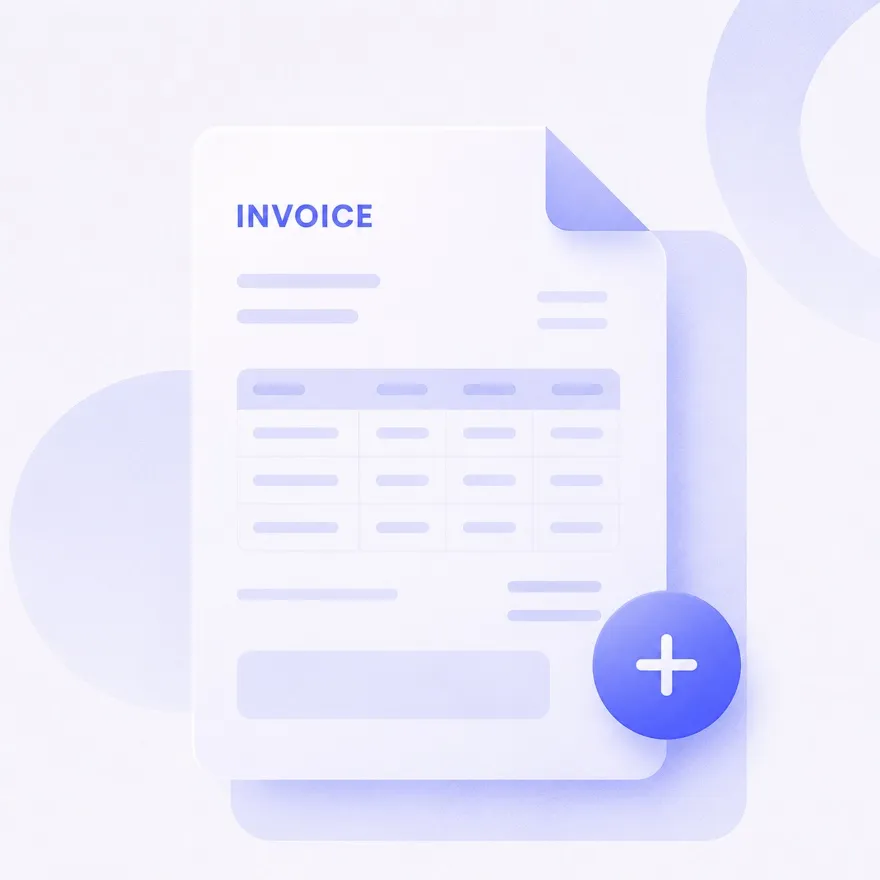 Invoice document with a plus button