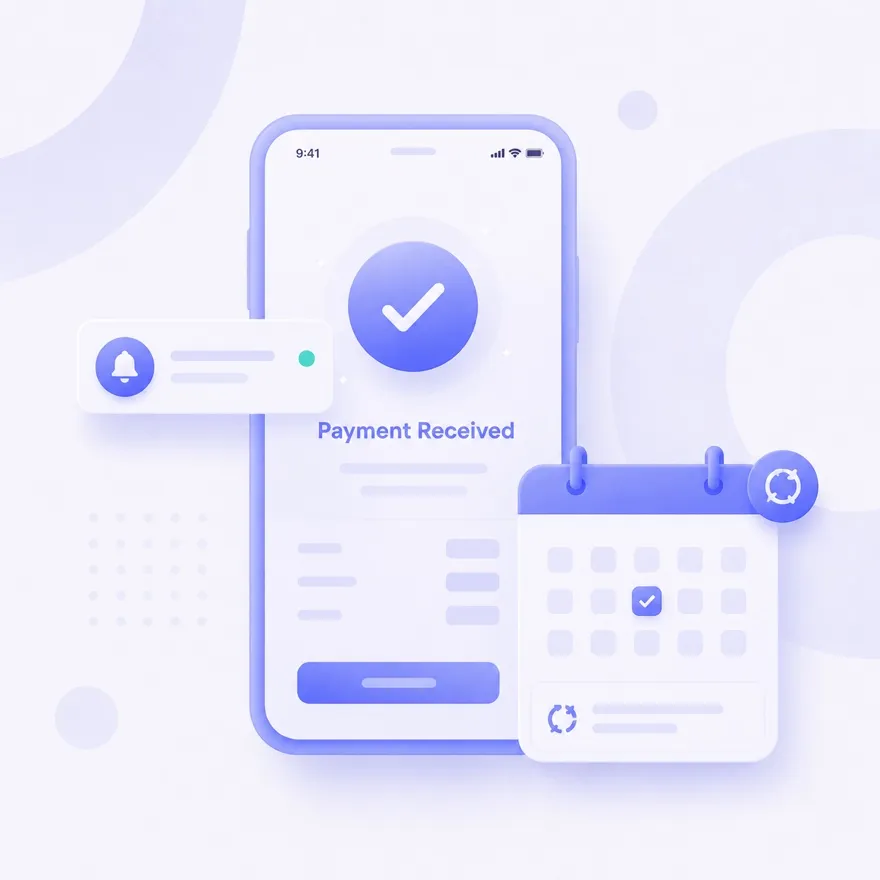 Phone showing Payment Received beside a calendar